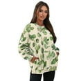 thumbnail image 7 of Xoenoiee Green Eucalyptus Leaves Print Crewneck Fall Sweatshirts for Women Trendy Long Sleeve Pullover Tops Split Y2K Clothes with Side Pockets Plus Size, Size 2XL, 7 of 7