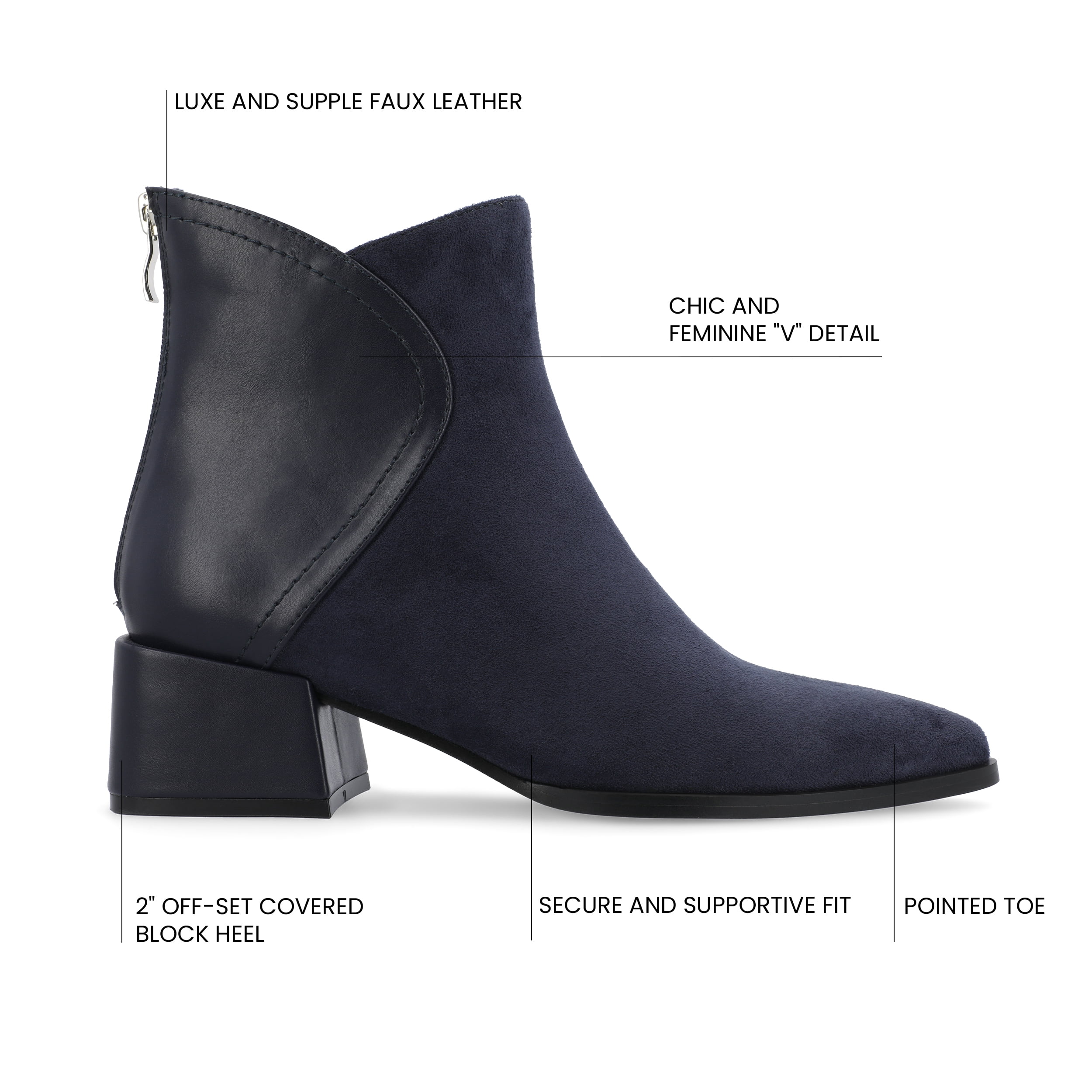 Journee Womens Consuello Two Tone Pointed Toe Booties, Widths Available