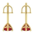 thumbnail image 4 of 1 Ct Round Cut Studs Red Ruby 14K Yellow Solid Solid Gold Everyday Dainty Earrings Screw Back, 4 of 7
