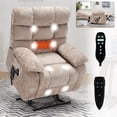 thumbnail image 3 of Lisonu Dual Motor Power Lift Recliner Chair with Heat and Massage, Infinite Position Electric Recliner for Elderly, Oversized Heavy-Duty Chenille Sofa Chair up to 350 lbs, Beige, 3 of 17