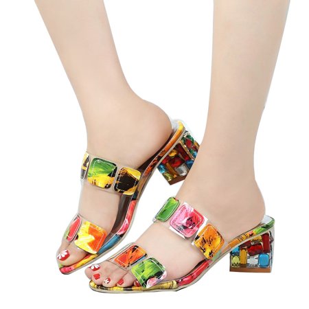 

Pntutb Womens Shoes Clearance Woman Summer Slippers Rhinestone Pumps High Heels Platform Shoes-42