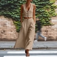 thumbnail image 5 of Guluxicc 2 Piece Womens Outfit Sets Sleeveless V Neck Button Down Vest with Wide Leg Pants Casual Matching Sets for Spring and Summer, 5 of 7