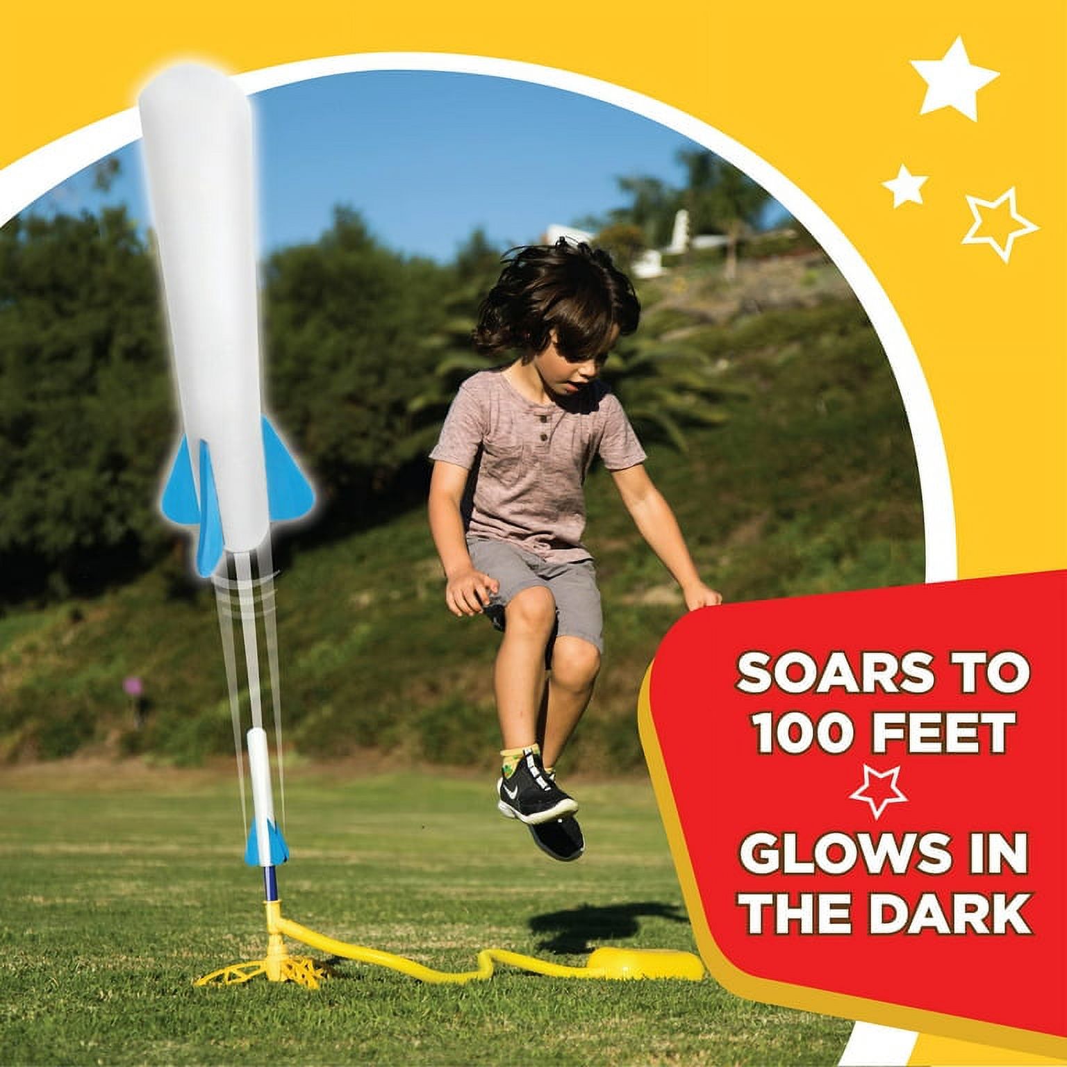 Stomp Rocket® Original Jr. Glow Rocket Launcher for Kids, Soars up to 100 Ft, 4 Foam Rockets and Adjustable Launcher, Gift for Boys and Girls Ages 3 Years and up - image 4 of 8