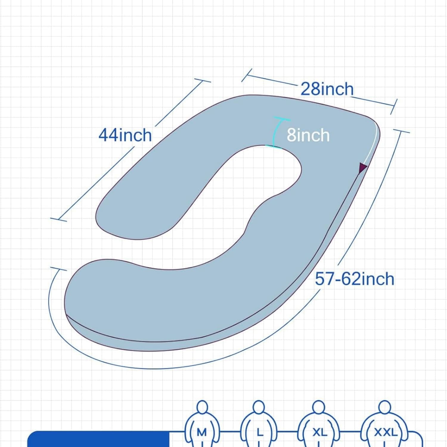 60 inch Pregnancy Pillow with Removable Velvet Cover, Side J Type Full-Body Pillow for Back, Legs and Belly Support, Comfortable Slumber for Pregnant Women