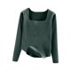 thumbnail image 3 of Blazers para mujer,Blusa de manga larga para mujer, cuello redondo, botones delanteros, camisa informal de color liso, tela de rayón suave, ideal para uso diario y en casa, sopatenor, 3 of 9