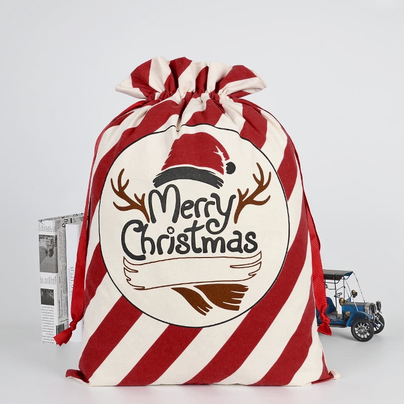 Christmas Santa Sack Large Canvas XMAS Gift Sack Stocking Reindeer Storage Bag 