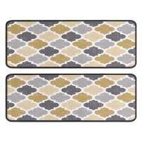 Kitchen Rugs Sets Of 2,Multicolor Geometric Quatrefoil Pattern Anti Fatigue Kitchen Mat Rugs Non Slip Washable,Decorative Kitchen Floor Mats for Kitchen,Sink,Laundry,17"x47" 17"x47"