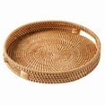 thumbnail image 1 of Bandeja de Servicio Ratán 30 cm, Bandejas Tejidas con Asas para el Hogar, Mesa Comedor Redonda, Cesta Mimbre, 1 of 5