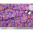 thumbnail image 3 of Soimoi Purple Poly Georgette Fabric Flying Bird & Floral Printed Fabric 1 Yard 42 Inch Wide, 3 of 3