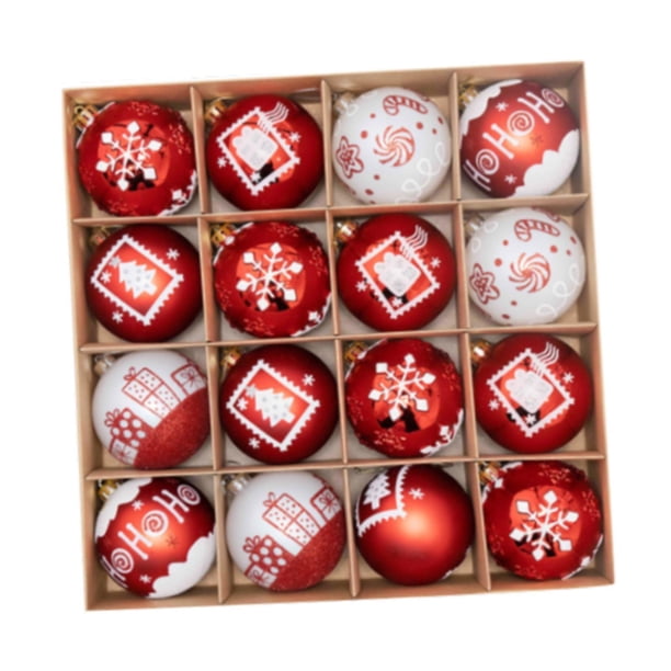 16x Bolas Navideñas Adornos Navideños Colgantes Bolas Colgantes Rojo blanco