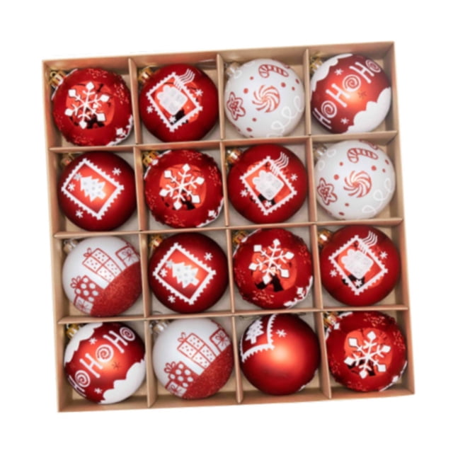 16 piezas de adornos de bolas de Navidad Macarena adornos colgantes para decoración de guirnaldas Rojo