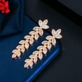 thumbnail image 5 of Leaf Dangle Drop Party Earring Necklace CZ Gold Wedding Jewelry Set for Brides, 5 of 9