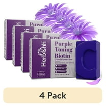 (4 pack) Herbishh Purple Toning Conditioner Bar for Blonde, Silver & Gray Hair, Neutralizes Brassiness, Adds Shine & Moisture, Biotin Conditioner Bar, Sulfate-Free, Eco-Friendly, Travel-Ready, 3.53 oz