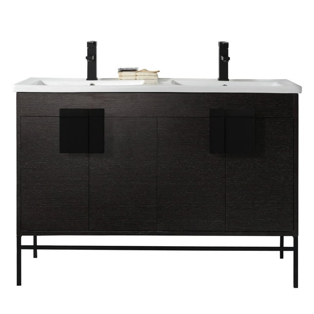 Modern Black Bathroom Vanity Set, Black Matte Hardware ...