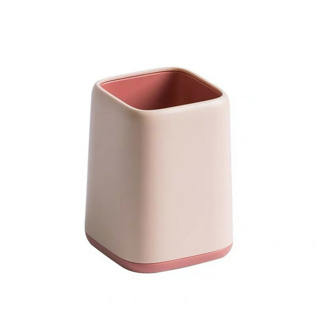 Scandinavian Design, Multi-Functional Storage, Durable and Stylish Desk Pencil Holder Organizer Makeup Brushes Cup Office Necessities for Women Desktop Storage Stationery Supplies, Pink Square
