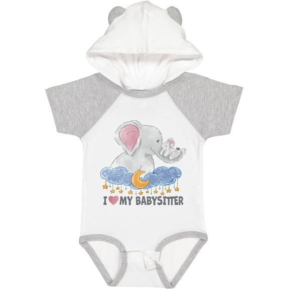 Inktastic I Love My Babysitter Elephant Family Boys or Girls Baby Bodysuit