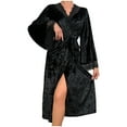 thumbnail image 3 of Bovxnpu Robes for Women, Silk Robes for Women Satin Bride Bridesmaid Wedding Party Robes Long Sleeve Lace Homewear Long Robe Sleepwear Nightgown For Women, 3 of 8