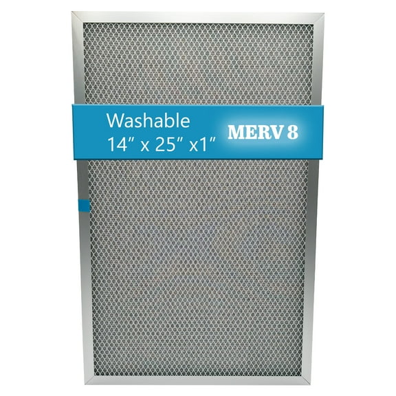 wioAIR Washable Furnace Filter, MERV 8, (14"x25"x1"), Central AC Air Filter