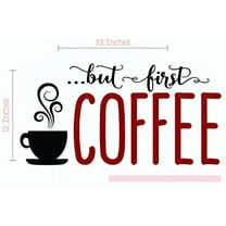 But First Coffee Vinyl Wall Decals Kitchen Décor Stickers Quote Wall Art, 23x12-Inch, Black/Red