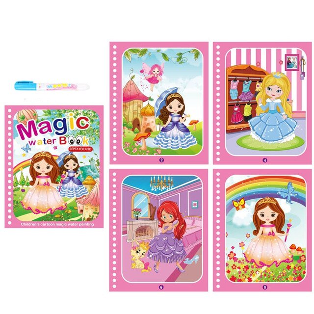 Reusable Coloring Book Magic Water Drawing Book Painting Drawing Toys Sensory Early Education Toys for KidsColor Gong Bohan LED