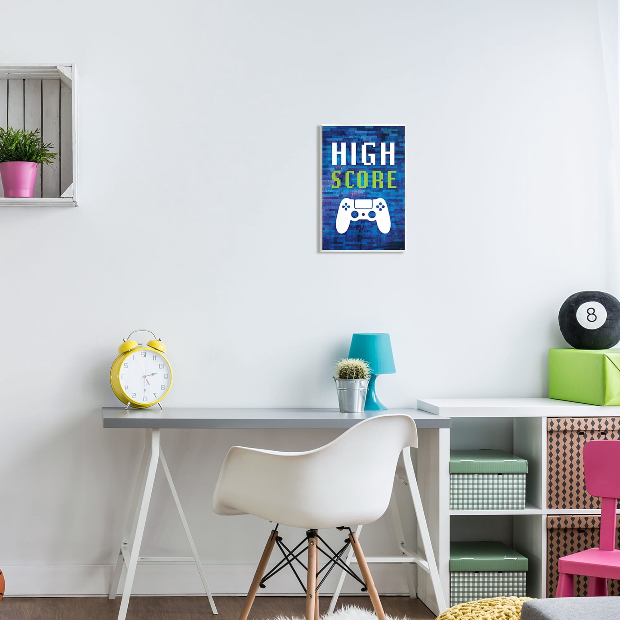 Stupell Industries High Score Pixel Style Gaming Controller Typography Graphic Art Unframed Art Print Wall Art, Design by Victoria Barnes