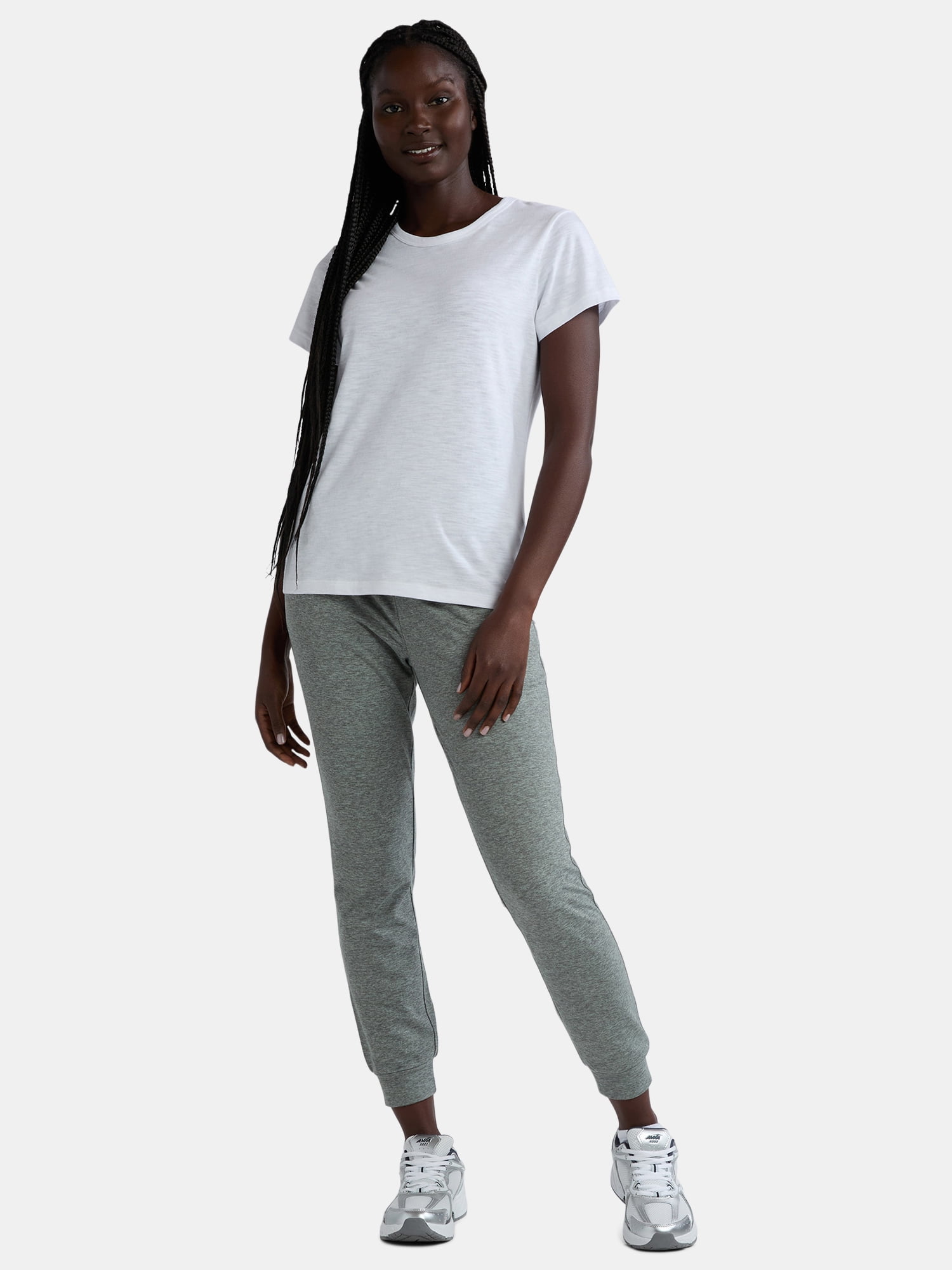 Time and Tru Women’s Slub Jersey Crewneck Tee with Short Sleeves, 2-Pack, Sizes XS-3XL