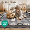 thumbnail image 4 of ODIKA 4'x6' Gray Beige Geometric Charcoal Design Washable Area Rug Modern Abstract Pattern with Bold Borders for Bedroom, Reading Nook, Pet Friendly & Non-Shedding, 4 of 7