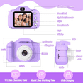 thumbnail image 7 of MOPO Kid Camera 3 8 Years for Girl Toy Digital Camera for Children Dual 2 0inch 32GB Purple 1, 7 of 7