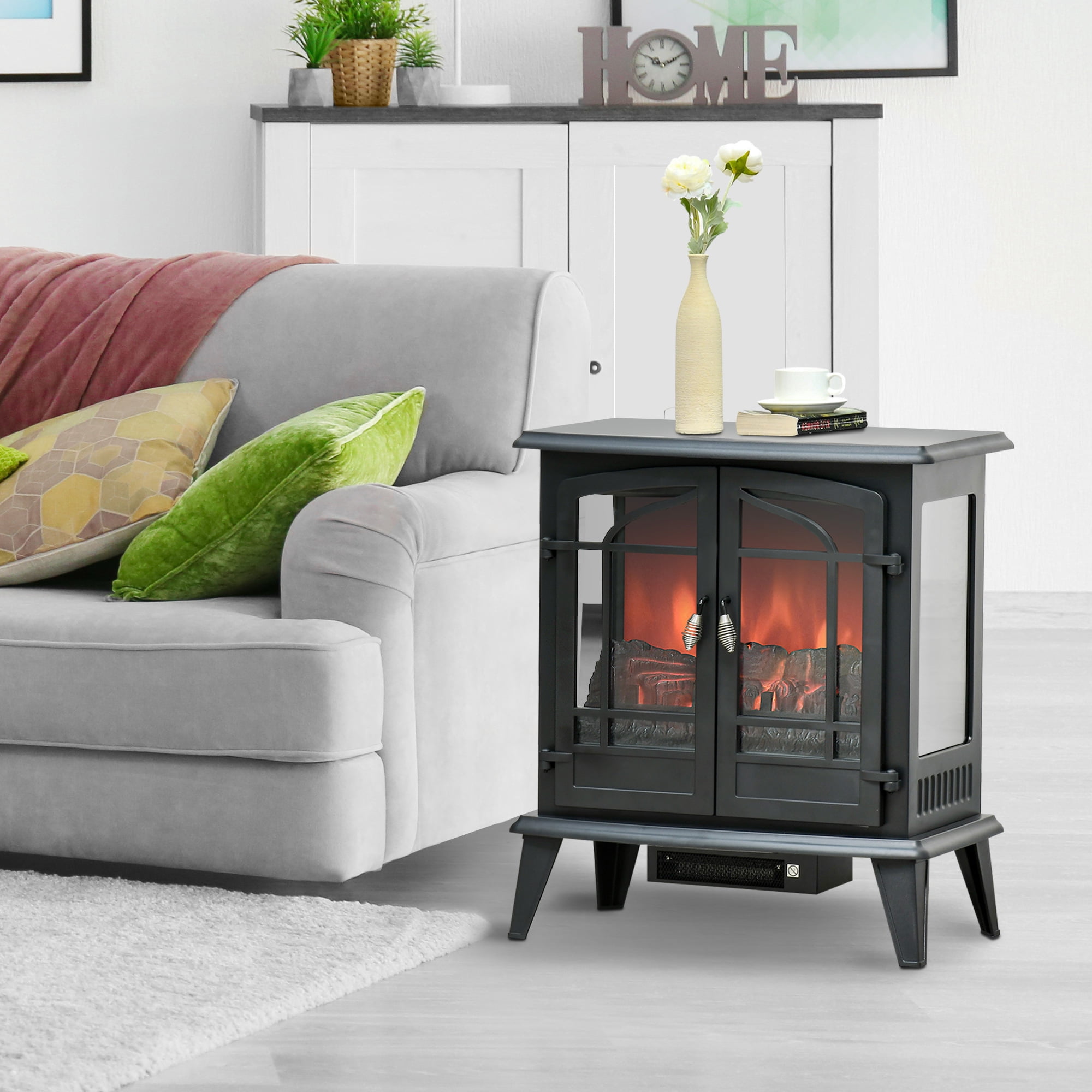 Buy 1400W Electric Fireplace Log Flame Effect Space Heater w