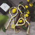 thumbnail image 2 of 3 Pieces Lemon Wood Bead Garland with Tassels, Lemon Tiered Tray Decor, Lemon Garland for Farmhouse Decor, Lemon Decor for Kitchen,Table, 2 of 8