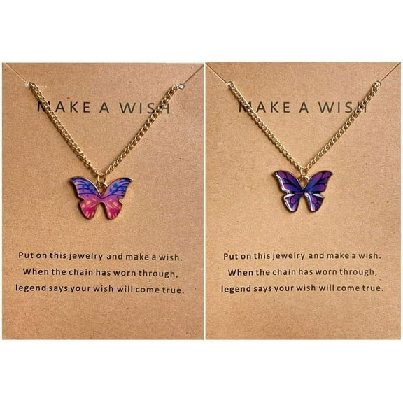Friendship Butterfly Necklace Pendant 2 Best Friend BFF Necklace Long Distance Promise Matching Necklaces for Best Friends Women Birthday Gifts