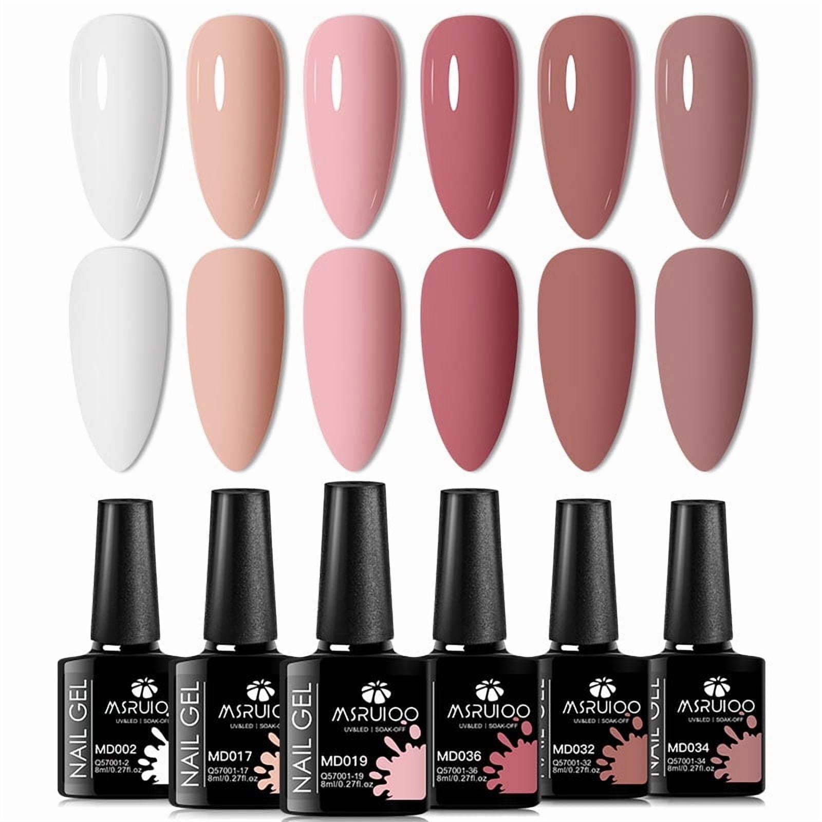 6pc All-season Gel Nail Polish Set Nude Pink Red Glitter Semi Permanent UV Gel Polish Kits All For Manicure Soak Off Vernis