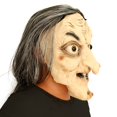 thumbnail image 2 of Máscara de bruja de Halloween de látex con cara de anciano aterrador con peluca, 2 of 5