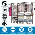 thumbnail image 2 of YAYUSI Organizador de Metal para Ropa,Perchero de Pie Armario con 2 ganchos laterales,Closet Organizador de Ropa, Estante de Ropa para Balcón, Dormitorio y Lavandería,Negro, 2 of 8