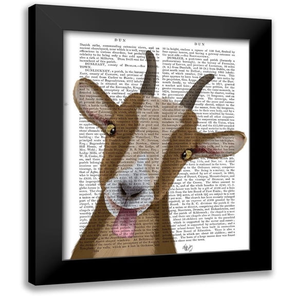 Fab Funky 12x14 Black Modern Framed Museum Art Print Titled - Funny Farm Goat 3 Book Print