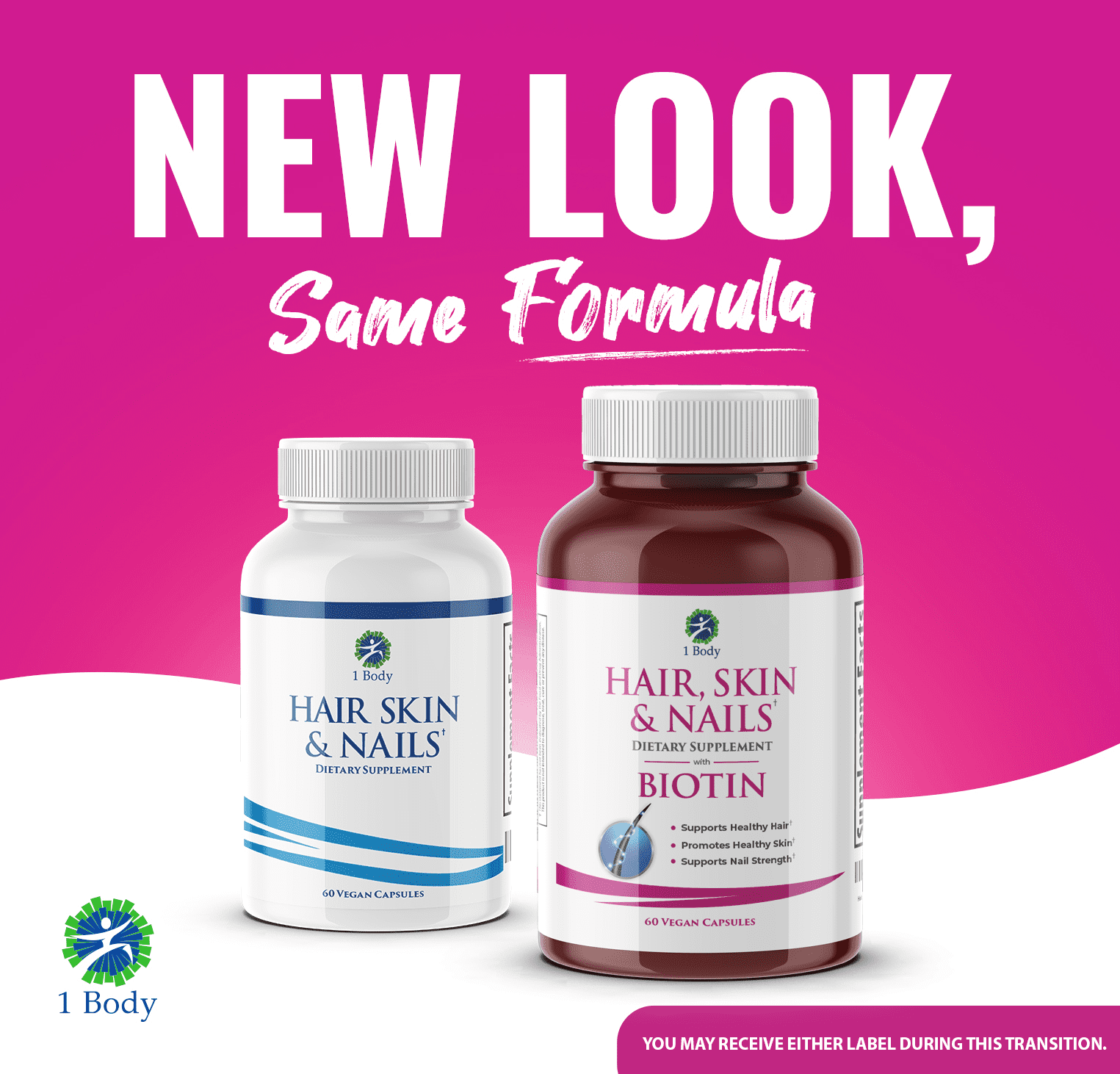 (2 bottles - 10% off) 1 Body 5000 mcg Biotin Dietary Supplement Vegan Capsules for Hair, Skin and Nails