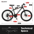 thumbnail image 2 of Aukfa 24" Mountain Bike for Teens with Dual Disc Brakes & Shimano 21-Speed, Suspension Fork for Safe All-Terrain Riding,Gray, 2 of 7
