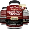 Nutrivein Korean Red Panax Ginseng 1600mg - 120 Vegan Capsules - for Energy, Libido