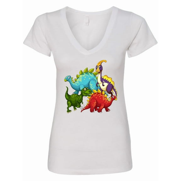 Inktastic Cute Dinosaurs Women's V-Neck T-Shirt