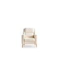 thumbnail image 4 of Luna Modern Ivory Upholstered Chair with Wooden Legs, Contemporary Living Room Accent Chair for Comfortable Seating, 4 of 5