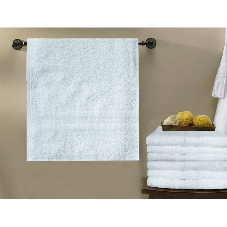 GOLD TEXTILES Premium 100% Cotton White Bath Towel Set (24 x 50 Inch)