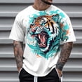 thumbnail image 2 of Rggeeun Men'S Tee Fashion Cool Big Tiger Print Loose Fit Short Sleeve Crew Neck Knit Casual For Summer Outdoor Vintage Tee,White,L, 2 of 4