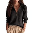 thumbnail image 2 of Women's Fall Long Sleeve Quarter Zip Knit Sweater Pullover Tops, Ribbed Collared Mock Neck Loose Dressy Tops, Business Casual Winter Layering Outfits M, 2 of 9