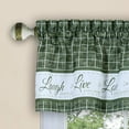 thumbnail image 3 of PowerSellerUSA Live, Laugh, Love 3-Piece Kitchen Curtains and Valance Set, Premium Buffalo Plaid Curtains, Gingham Tier Pair and Valance, Stunning Farmhouse Kitchen Decor, 58" W x 36" L, Green, 3 of 4