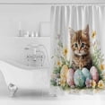 thumbnail image 4 of Small Stall Shower Curtain 36x78 Inch Narrow Half Size Spring Easter Bath Curtains Bathroom Decor Funny Cute Cats Colorful Eggs Wildflowers Waterproof Fabric Shower Curtain Set with Hooks 36 Inch, 4 of 6