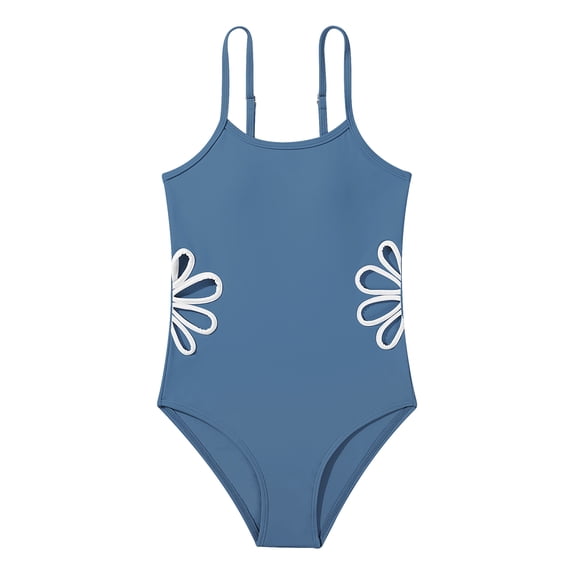 Usaibhir Girl's Solid Cut Out Sleeveless One Piece Swimsuit Bathing Suits Swimwear Beachwear for Kids 7-14 Years
