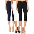thumbnail image 5 of 3 Pack Women's High Waisted Capri Jegging Stretch Jean Style Capris Size S -3XL Inseam 19", 5 of 6