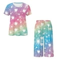 thumbnail image 5 of DISNIMO Heart Printed Women's Short Sleeve Pajama Sets Soft Sleepwear Comfy 2 Piece Pjs Set Short Sleeve Tops and Capri Pant Lounge, S, 5 of 7