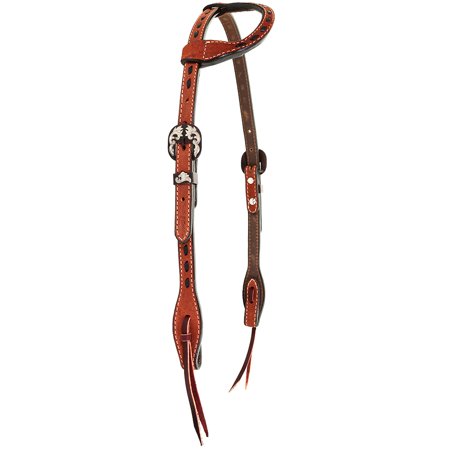 Saddlery Single - Double J Saddlery Tack Double J Saddlery Chestnut Roughout Single Ear Black Buckstitch Headstall