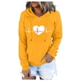 thumbnail image 2 of Blouses for Women Dressy Casual Long Sleeve Winter Loose Fit Hooded Long-sleeved Bubble Cuff Drop Shoulder with Pocket Heart Print Leisure Cotton Sweatshirts Sweatshirt(Yellow,L), 2 of 2